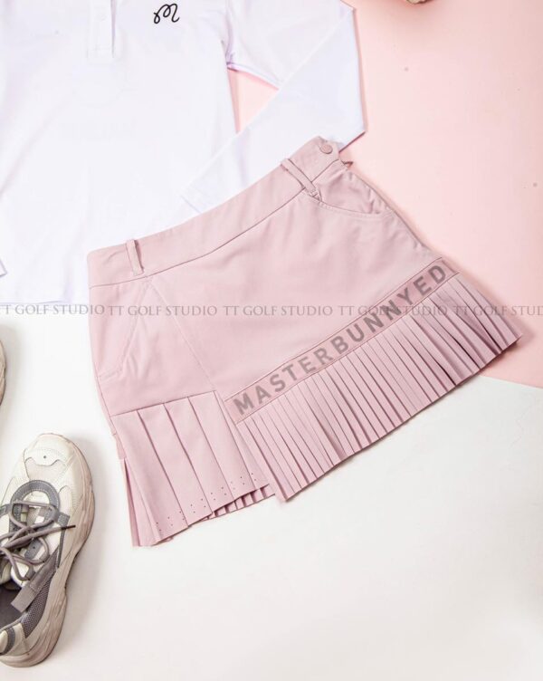 Set áo sơ mi phối chân váy tơ xếp ly phối họa tiết gam màu hồng pastel |  Set Bộ Công Sở